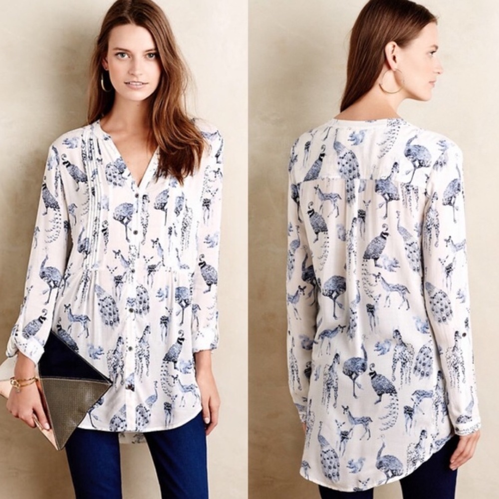 Anthropologie Maeve Fauna Animal Print Tunic